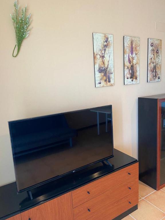 Televízia a/alebo spoločenská miestnosť v ubytovaní Apartament Eucaliptus