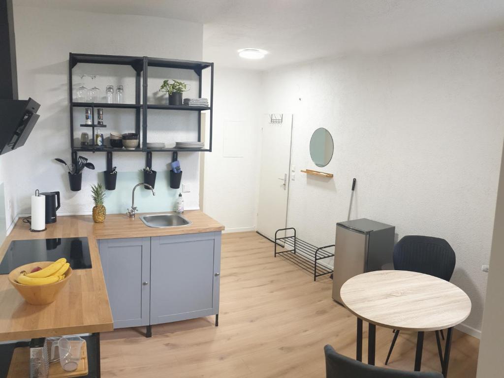 Kuchyň nebo kuchyňský kout v ubytování Studio Apartments in Ruhrgebiet