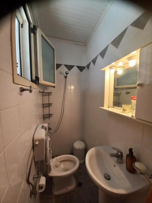 a bathroom with a sink and a toilet at Villa Dimitra in Mourteri