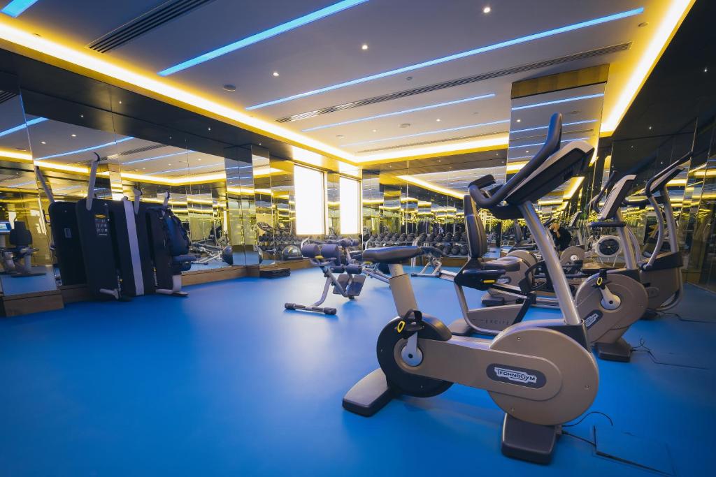 a gym with treadmills and cardio equipment in a building at Ayla Bawadi Hotel & Mall in Al Ain