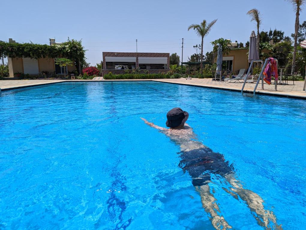 um homem a nadar numa piscina em Dar Beynana em Sidi Bibi