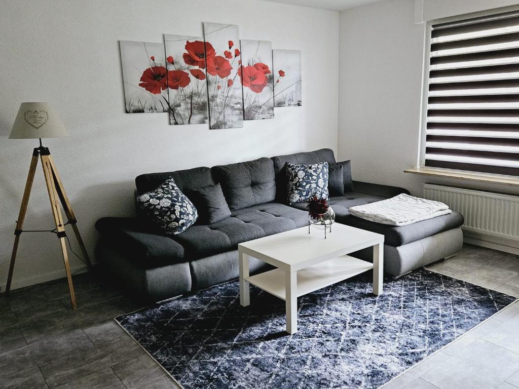 Ruang duduk di Weinstadt Ferienwohnung