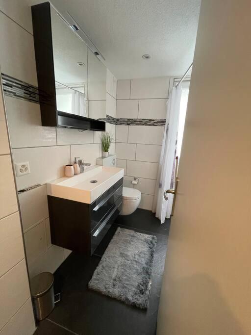 Koupelna v ubytování Schöne Wohnung in Unterterzen am schönen Walensee