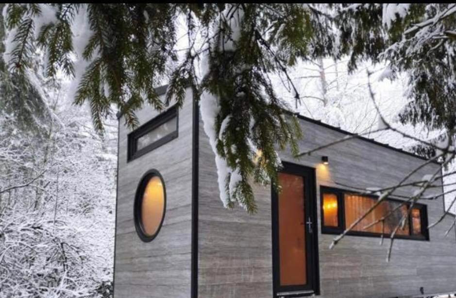 奇美的住宿－The Grey Tiny，雪中的房子,有门