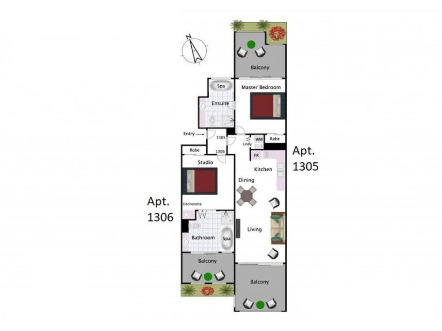 Půdorys ubytování Magnificent 2 bed unit in heart of Port Douglas