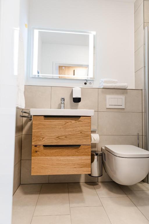 Koupelna v ubytování Boardinghouse Plattling