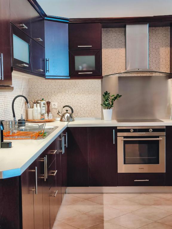 A kitchen or kitchenette at Barbati balcony view