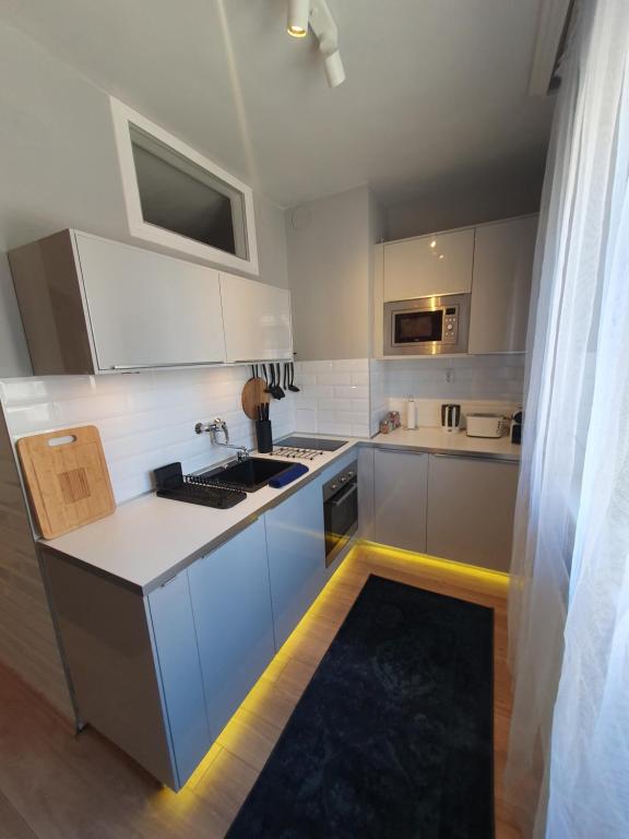 A kitchen or kitchenette at Apartman guru 2 Szeged