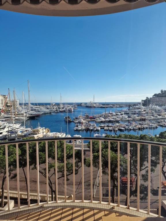 a view of the marina from the balcony at Luxurious accommodation on the Grand Prix track in Monte Carlo