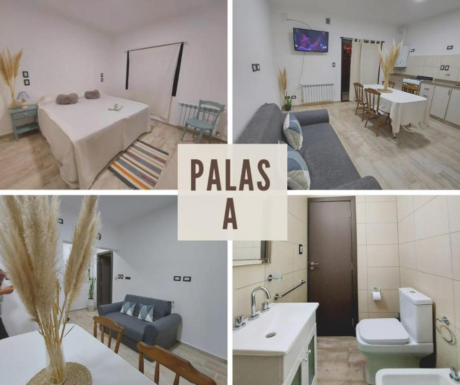 a collage of photos of a living room and a living room at Palas A in Venado Tuerto