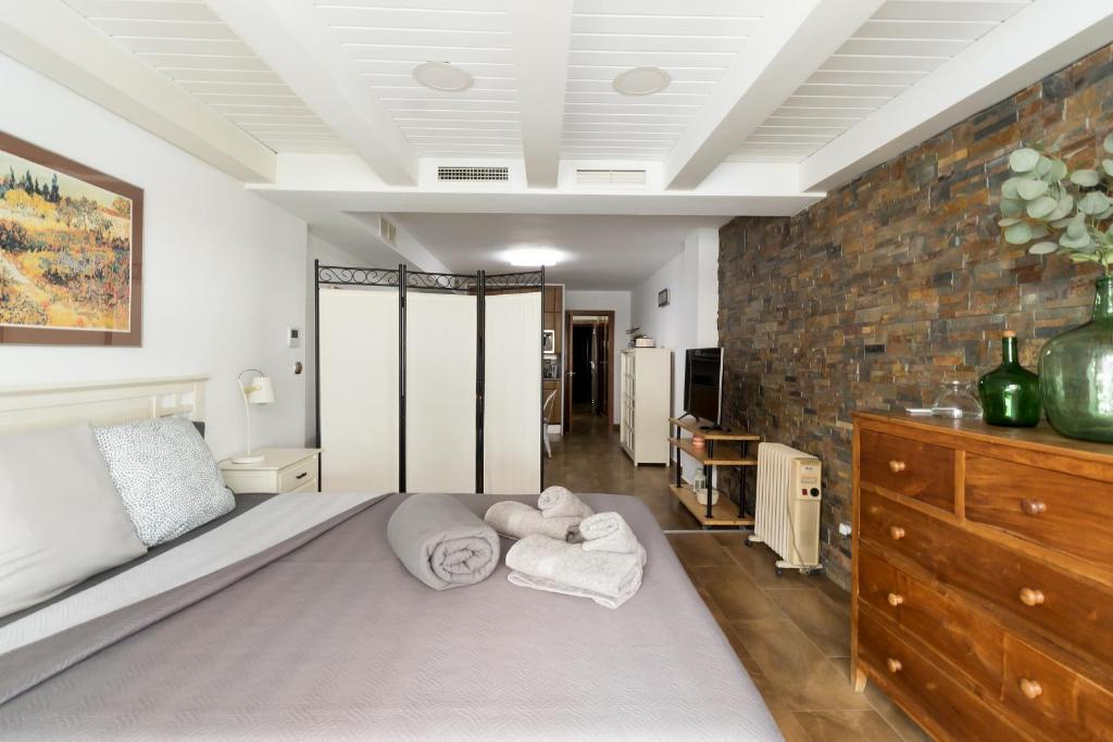 Posteľ alebo postele v izbe v ubytovaní Loft con terraza centro Valencia