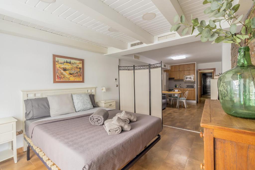 Posteľ alebo postele v izbe v ubytovaní Loft con terraza centro Valencia
