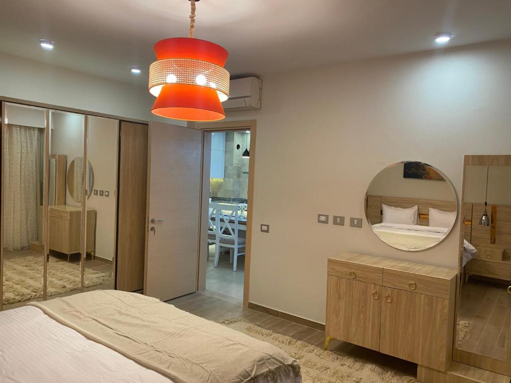 Postel nebo postele na pokoji v ubytování Il monte galala Sea view Chalet المونت جلاله
