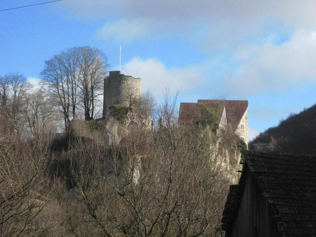 a castle on top of a hill with trees at Bed and Breakfast 57 in Asuel