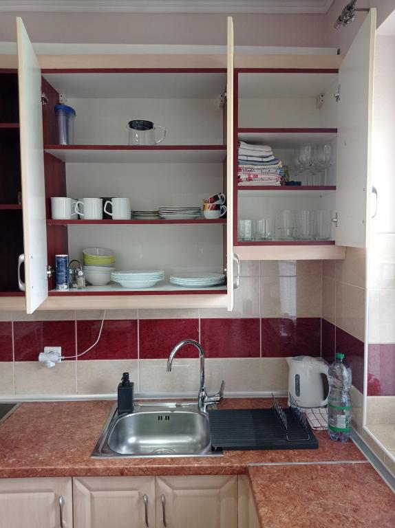 Kuchyň nebo kuchyňský kout v ubytování Budapest Airport Apartment