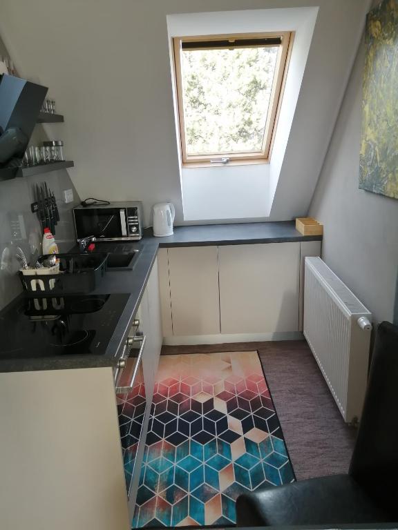 Kuchyň nebo kuchyňský kout v ubytování APARTMÁNY PIETRO