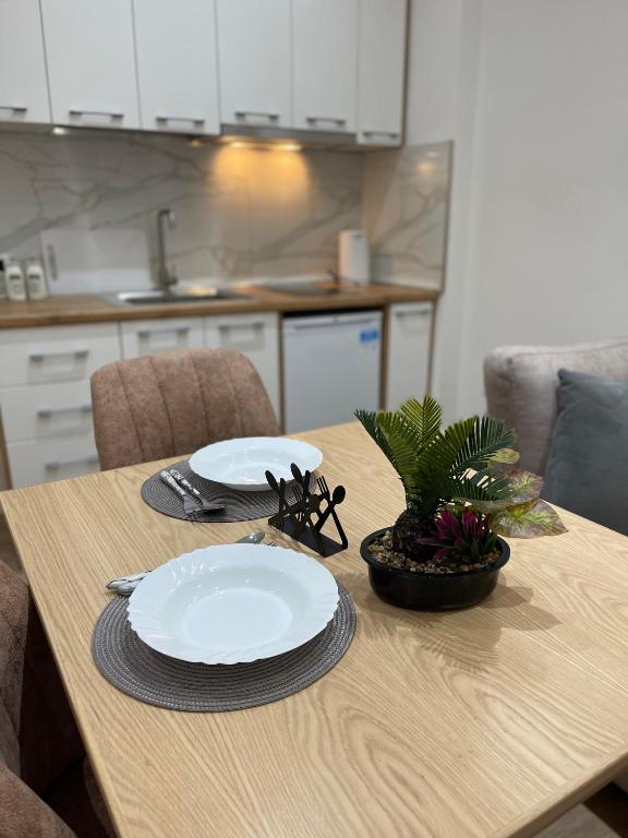 Kuchyň nebo kuchyňský kout v ubytování Arial Trinity Suites