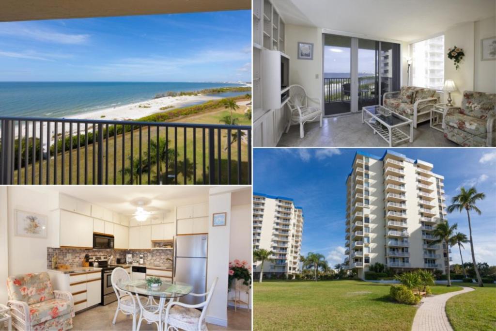 un collage de fotos de un condominio con vistas al océano en Wandas Estero Beach Tennis C707- wkly New, en Fort Myers Beach