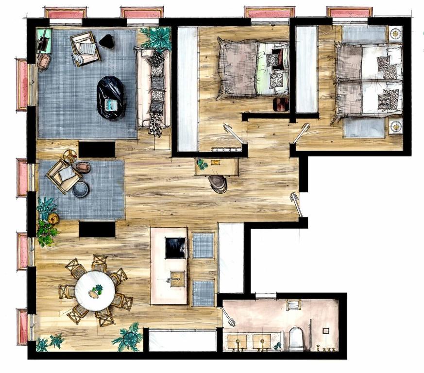 The floor plan of 8 balconies Heart of the old town