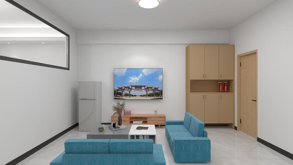 Kuchyň nebo kuchyňský kout v ubytování Foshan Laide Apartment