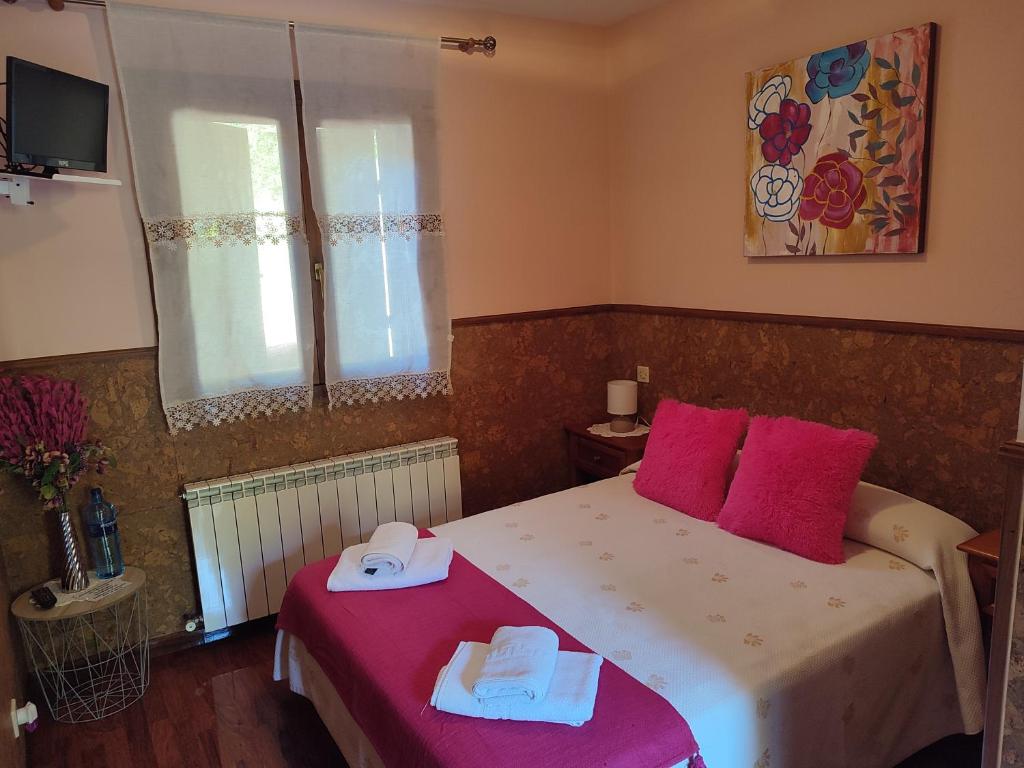 Postel nebo postele na pokoji v ubytování La Salmonera Cangas de Onís