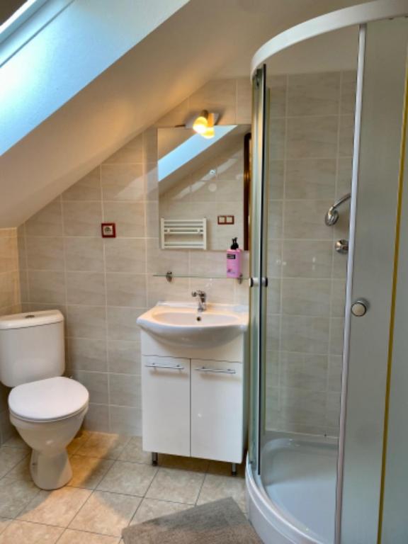 Koupelna v ubytování Apartmány u rybníčka