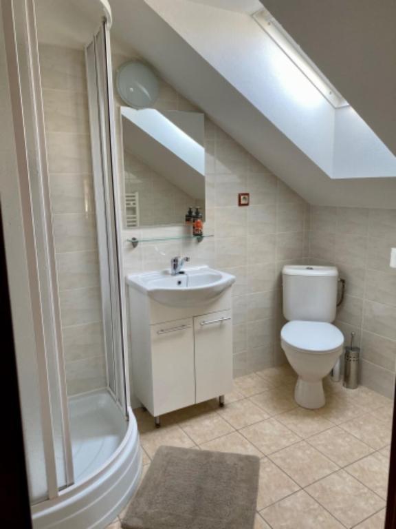 Koupelna v ubytování Apartmány u rybníčka