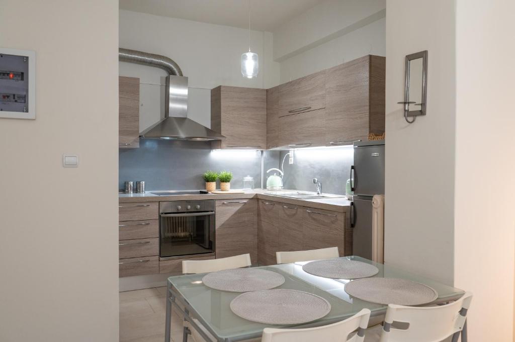 Kuchyň nebo kuchyňský kout v ubytování Amalthia Apartment Piraeus