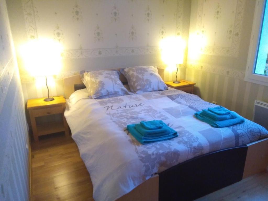 Postel nebo postele na pokoji v ubytování Maison proche circuit des 24h