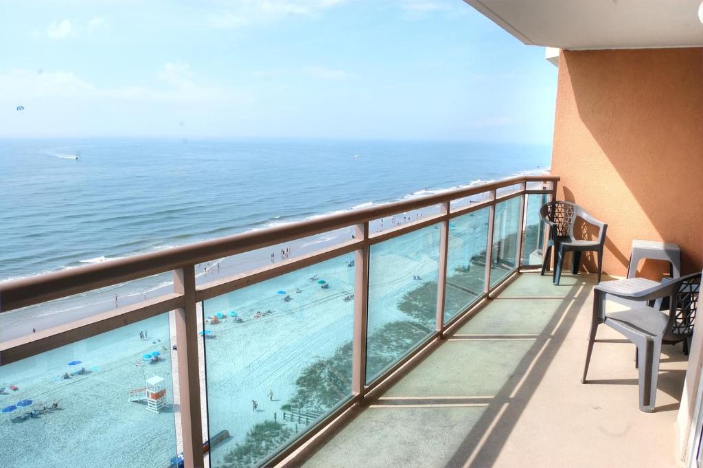 a balcony with a view of the ocean at Bahama Sands 1204 in Myrtle Beach