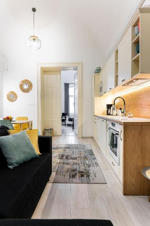 A kitchen or kitchenette at Center Apartment Mlynska Kosice with private Parking