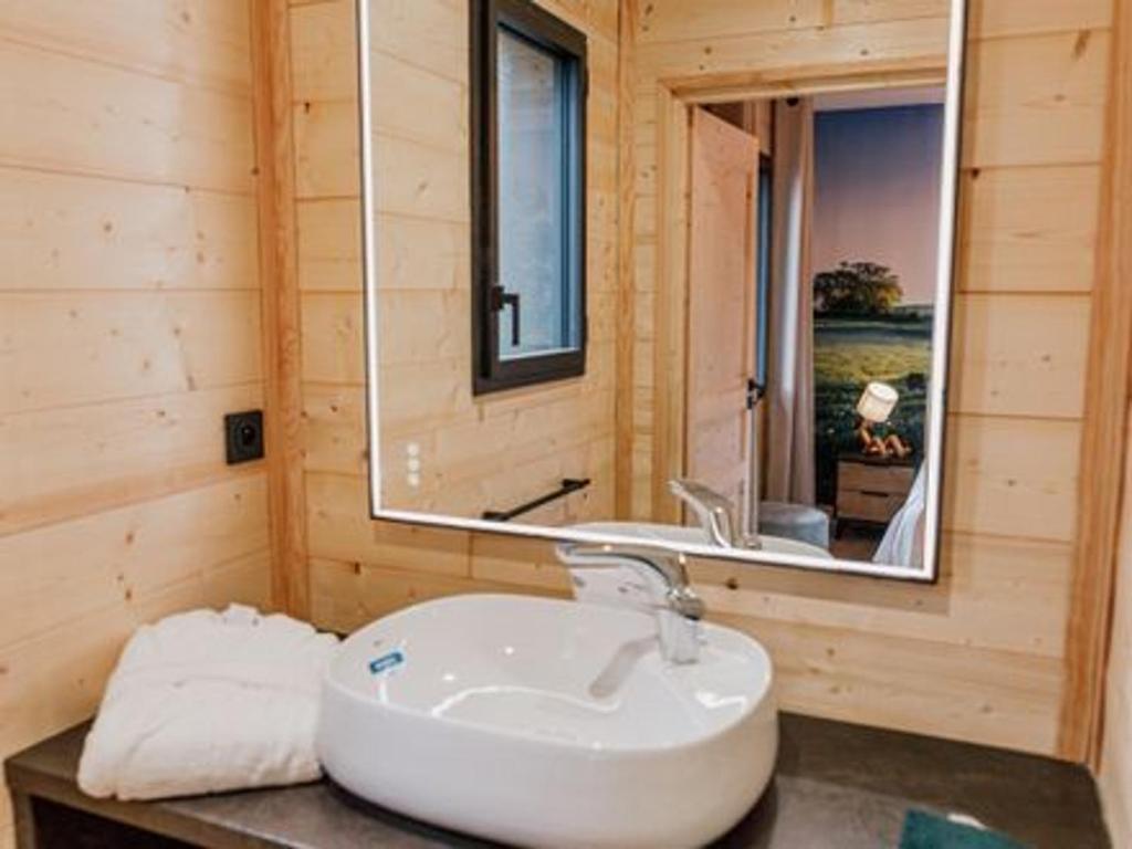 Kúpeľňa v ubytovaní Golf, Bain à Remous, Piscine et Activités Ludiques : Lodge de Luxe pour 4 Adultes + 2 Enfants - FR-1-582-368