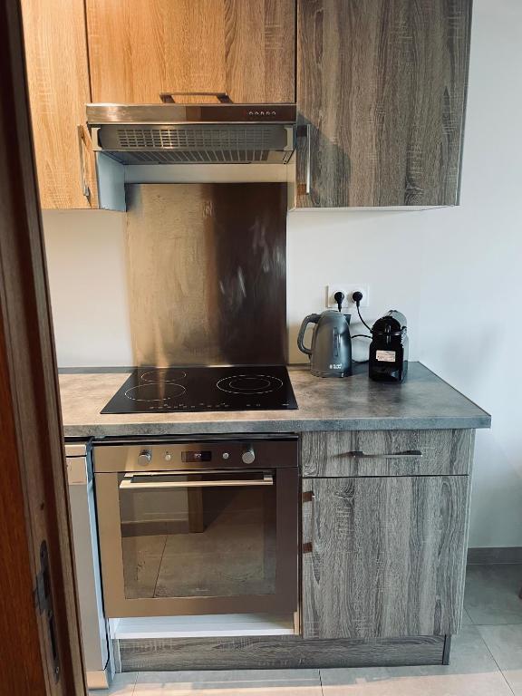Kuchyň nebo kuchyňský kout v ubytování T2 calme avec vue mer et borne de recharge sur demande
