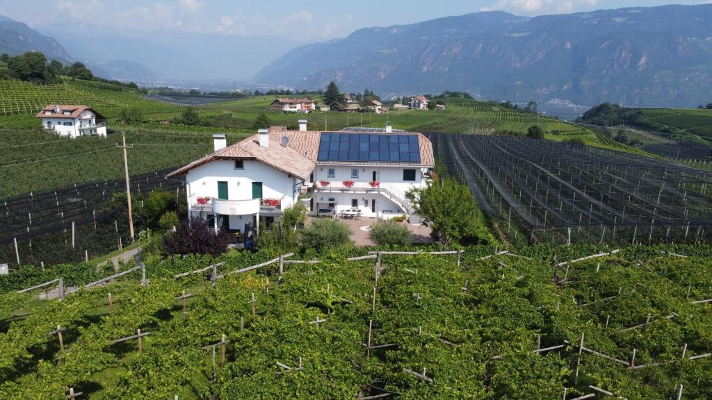 een huis in een wijngaard met een zonnedak bij Fasslhof in Cornaiano