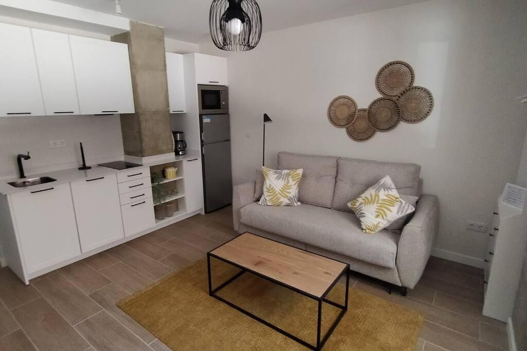 salon z kanapą i stolikiem kawowym w obiekcie Apartamento Laurana w mieście Santander
