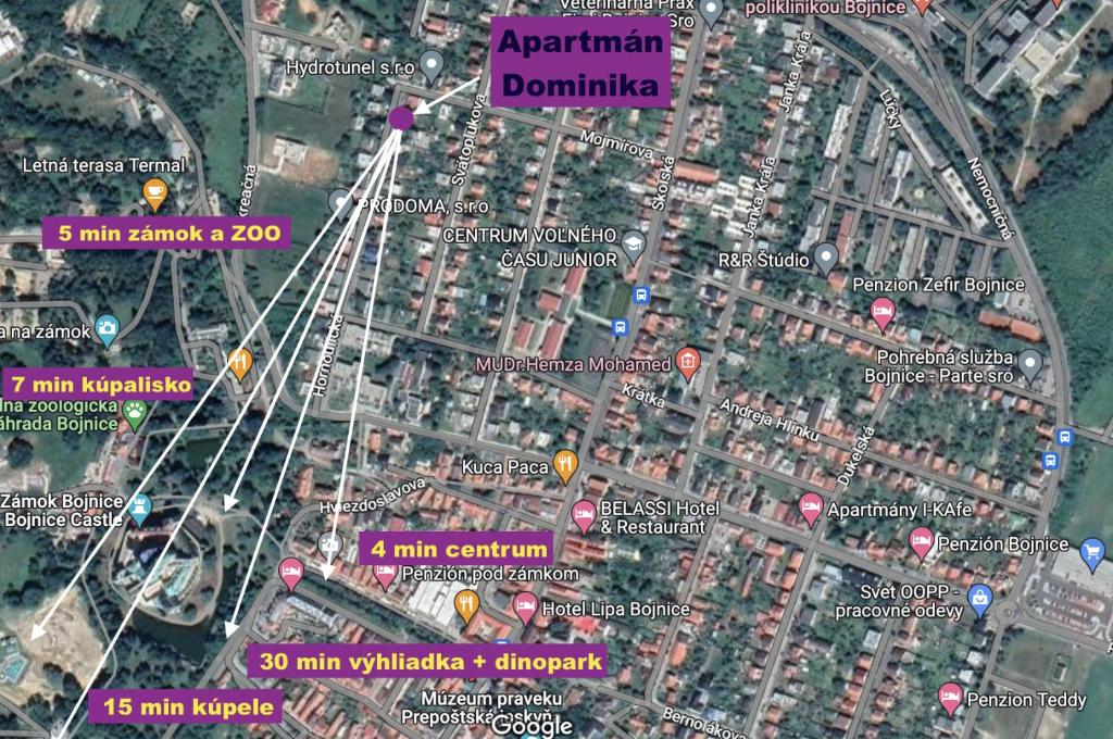 a map of a city with lots of buildings at Apartmán Dominika Bojnice in Bojnice
