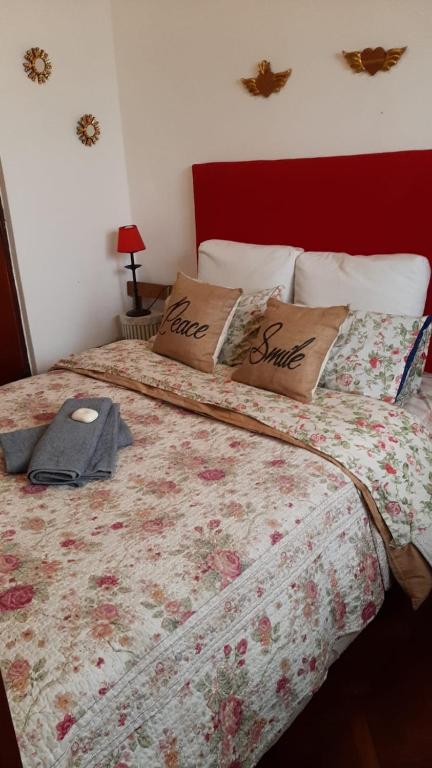 a bedroom with a large bed with a red headboard at Mi Hogar tu Hogar in Salta