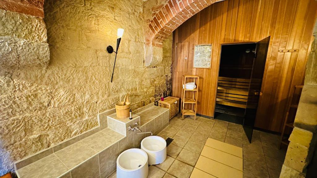 Koupelna v ubytování Hotel Erbgericht