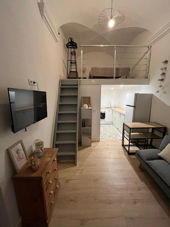 Televízia a/alebo spoločenská miestnosť v ubytovaní Citadelle de Bastia