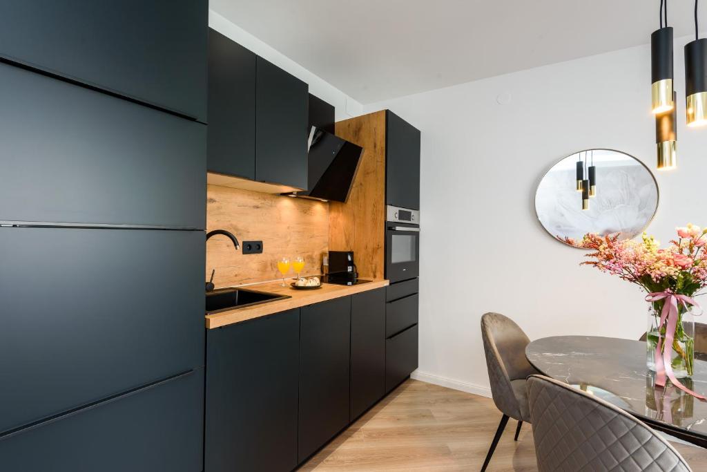 Kuchyň nebo kuchyňský kout v ubytování Apartman Olimp