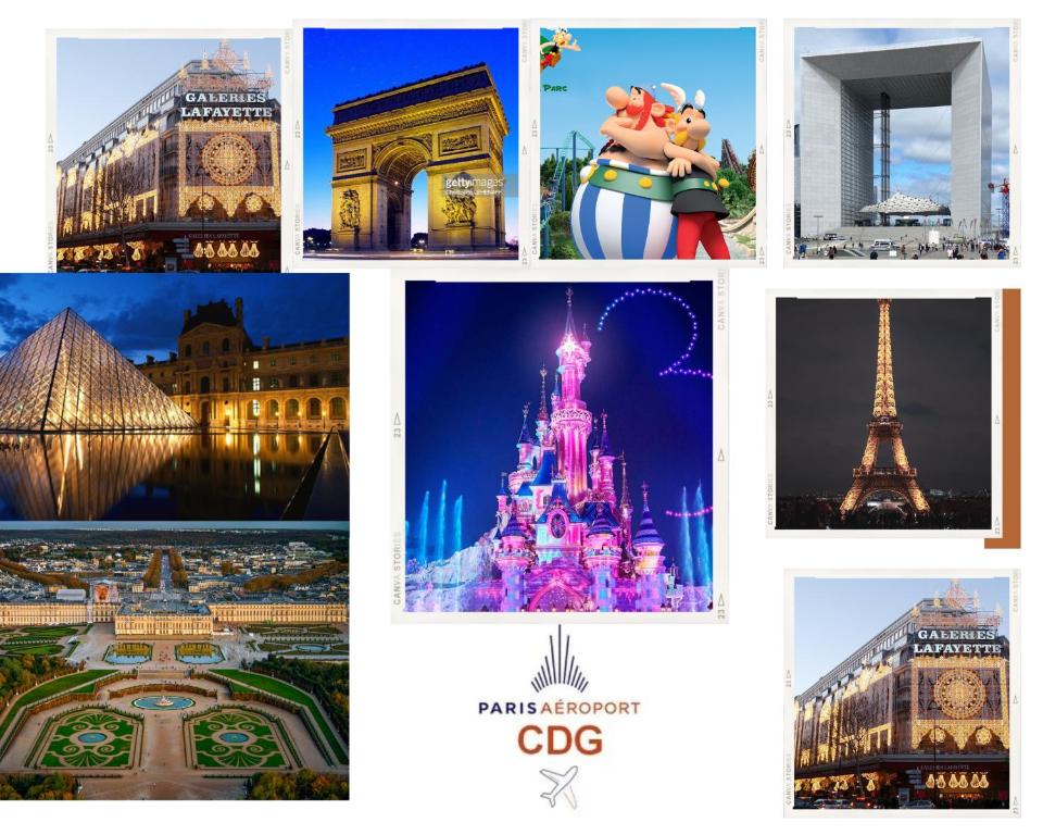 a collage of pictures of different cities and landmarks at Maison Climatisée 04 chambres Paris Disney CDG in Gagny