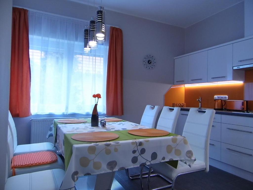 Kuchyň nebo kuchyňský kout v ubytování Alfa apartman