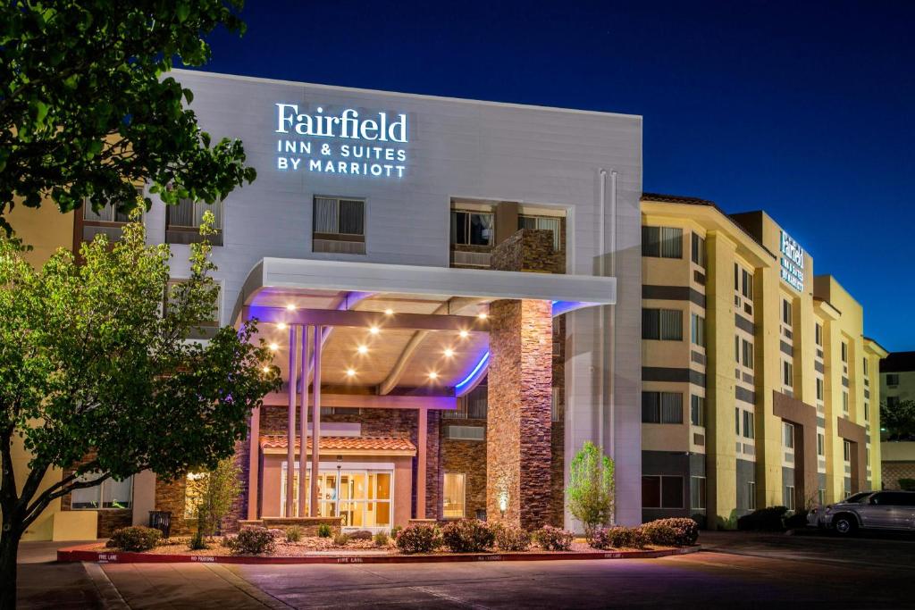 a building with a sign that reads irritated inn and suites by marriott at Fairfield Inn & Suites by Marriott Albuquerque Airport in Albuquerque