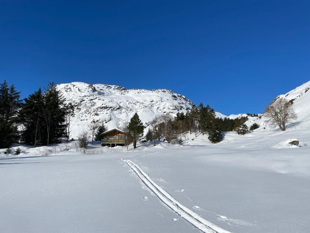 Vintage Norwegian Cabin Hyttekos i Lofoten v zimě