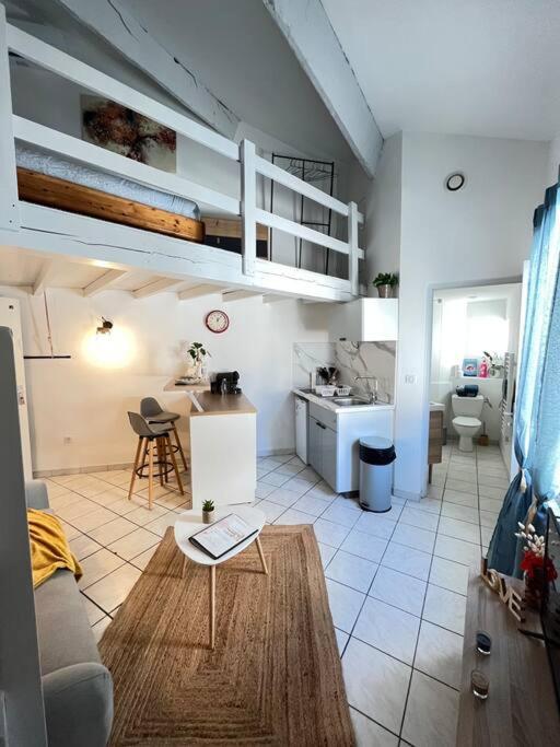 A kitchen or kitchenette at &quot;La maison Fabrin&quot; Studio N3 Arles centre