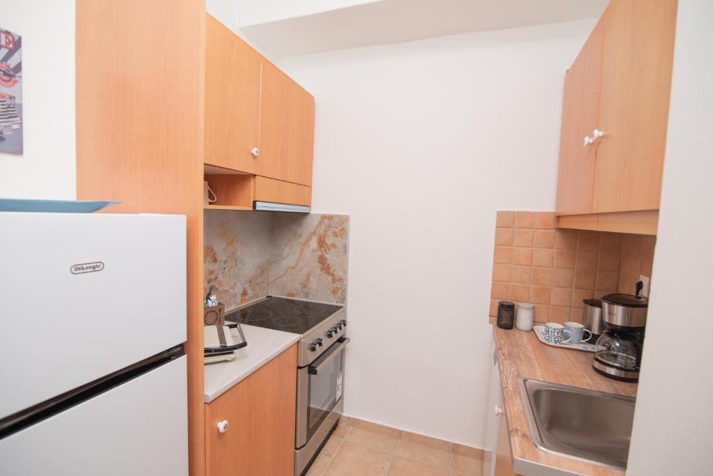 Kuchyň nebo kuchyňský kout v ubytování Tsaner Apartment and Rooms