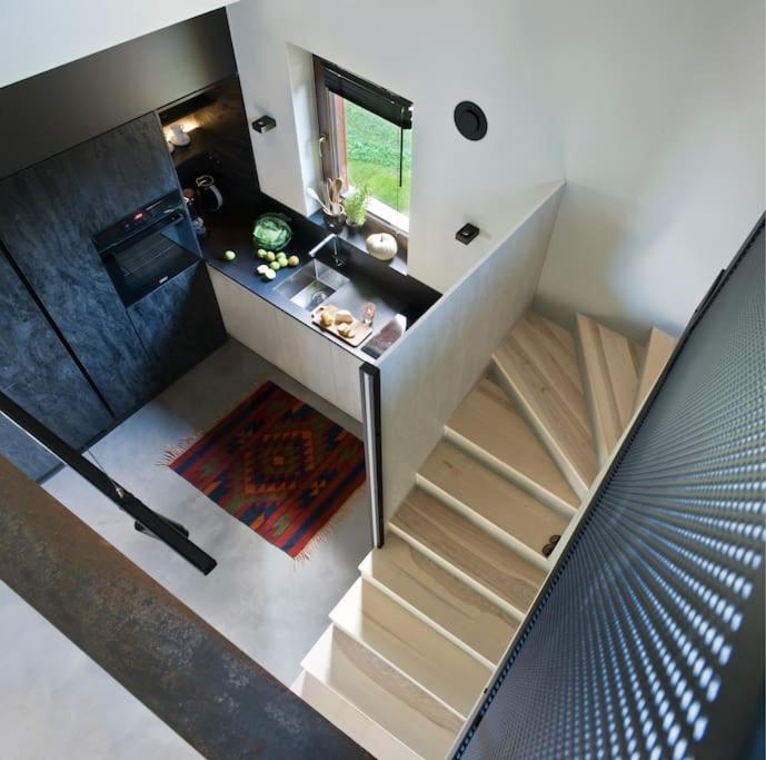 an overhead view of a staircase in a house at Apartament Czerwona Łasica in Jaworki
