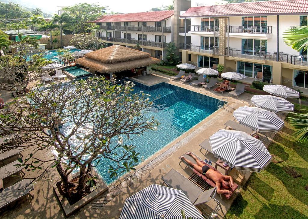 an overhead view of a swimming pool in a hotel at Baan Karon Resort in Karon Beach