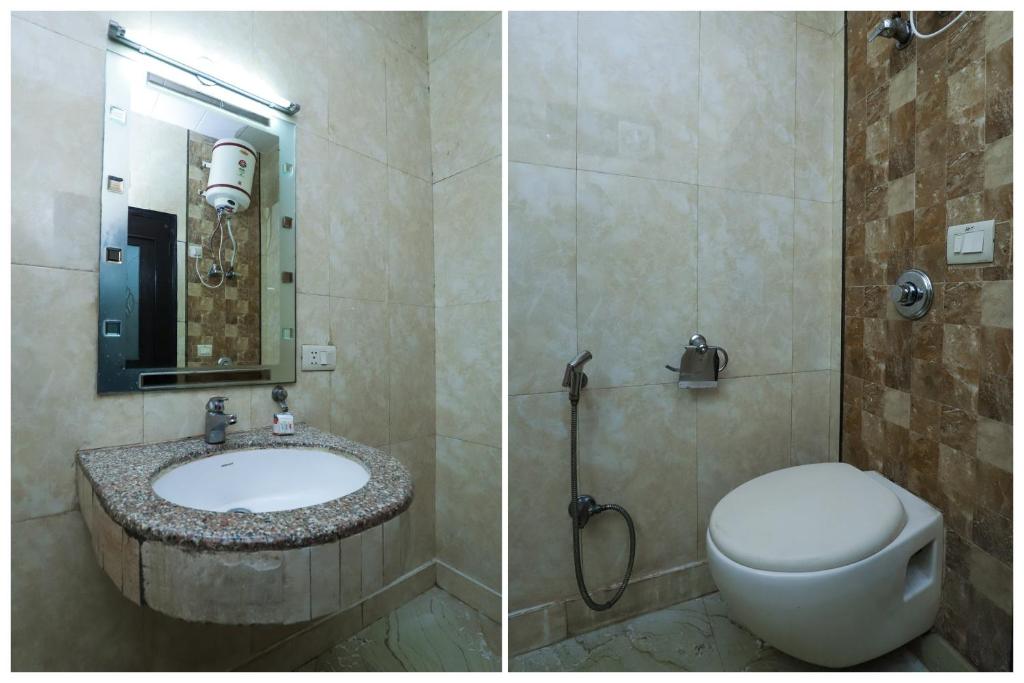 Koupelna v ubytování Super Hotel O J P Inn Near Patel Nagar Metro Station