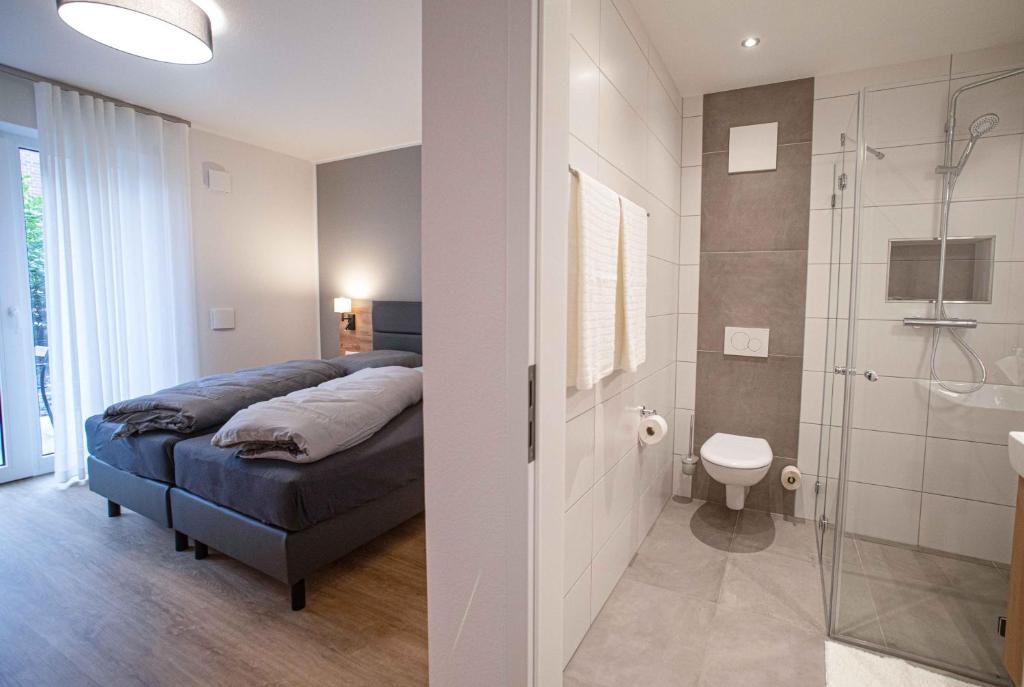 Koupelna v ubytování Boardinghouse Lingen